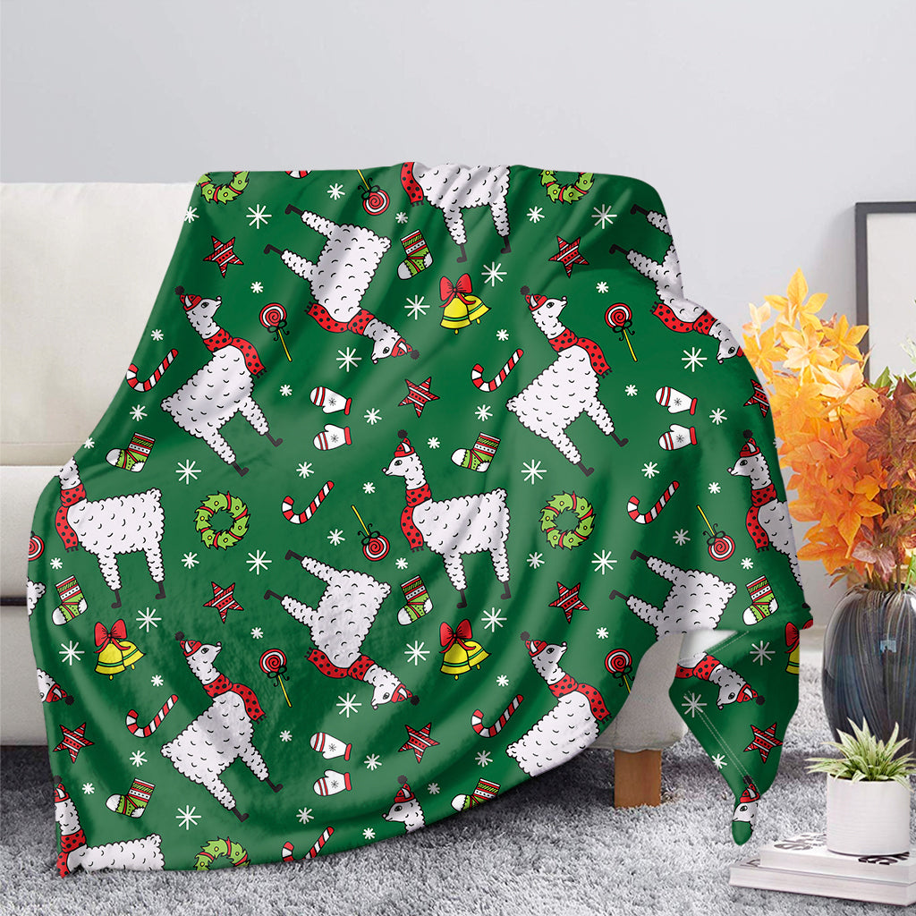 Christmas Llama Pattern Print Blanket