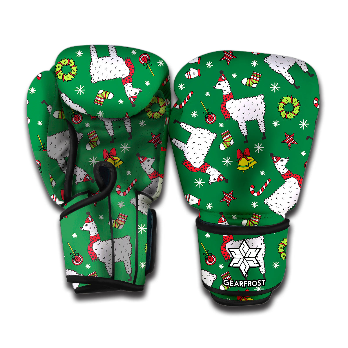 Christmas Llama Pattern Print Boxing Gloves