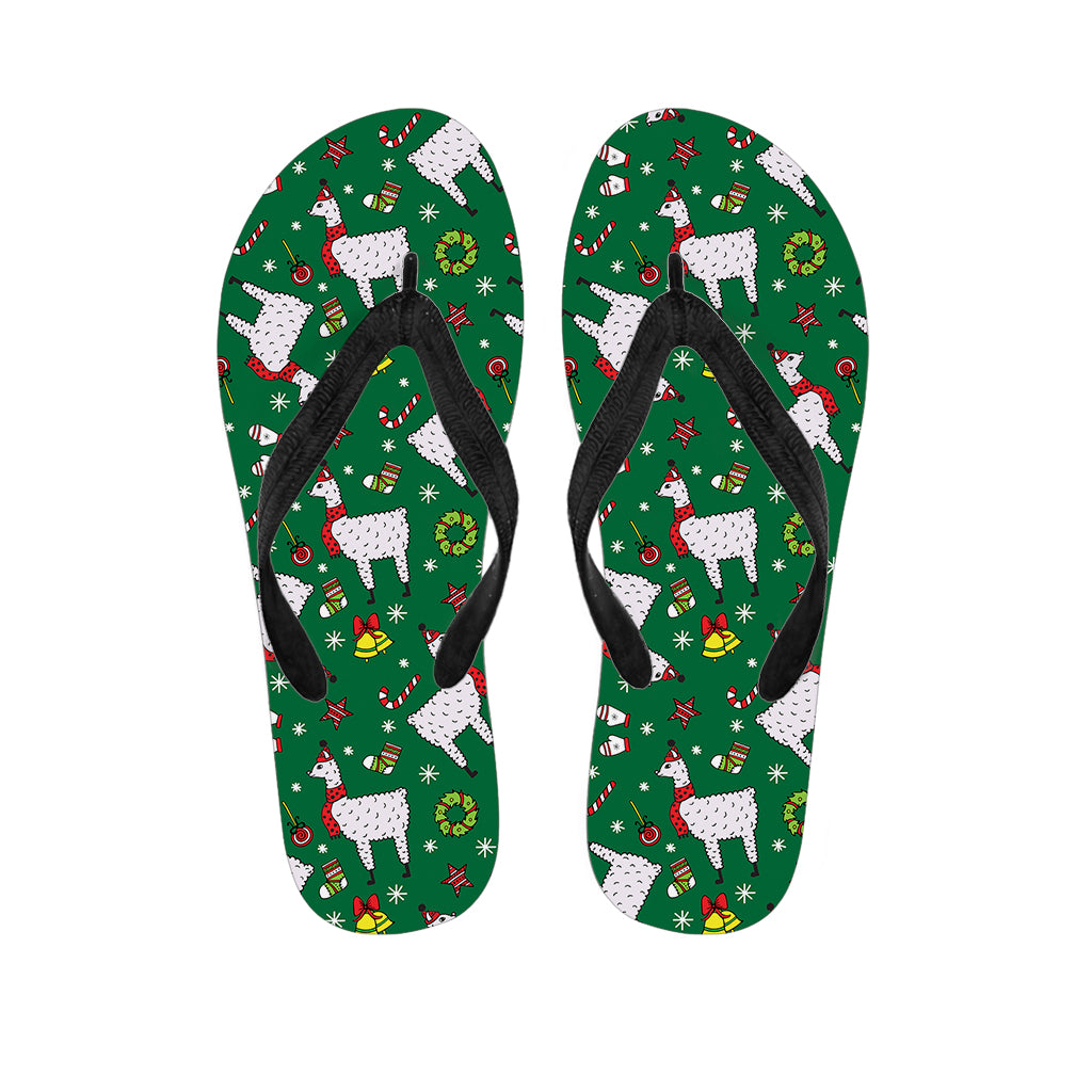 Christmas Llama Pattern Print Flip Flops