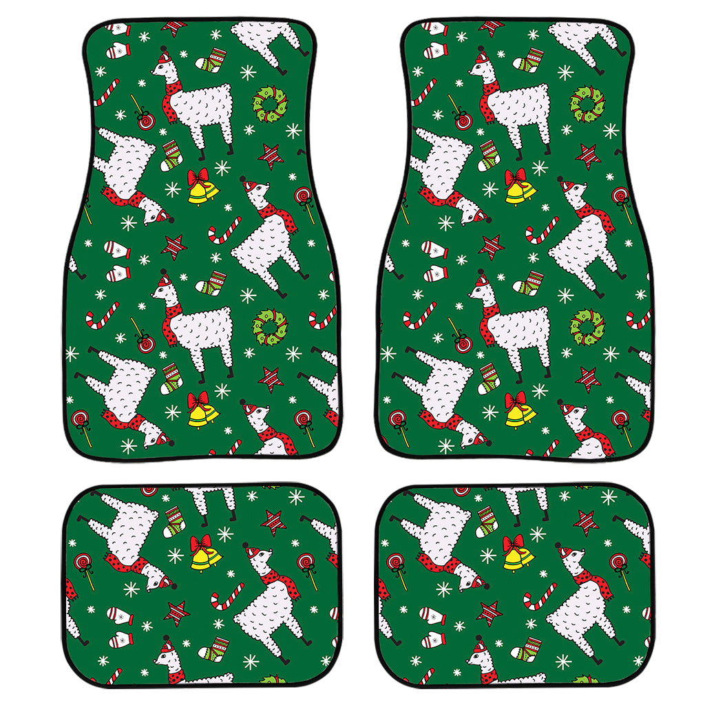 Christmas Llama Pattern Print Front and Back Car Floor Mats