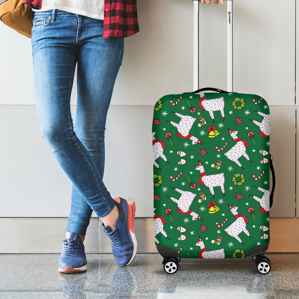 Christmas Llama Pattern Print Luggage Cover