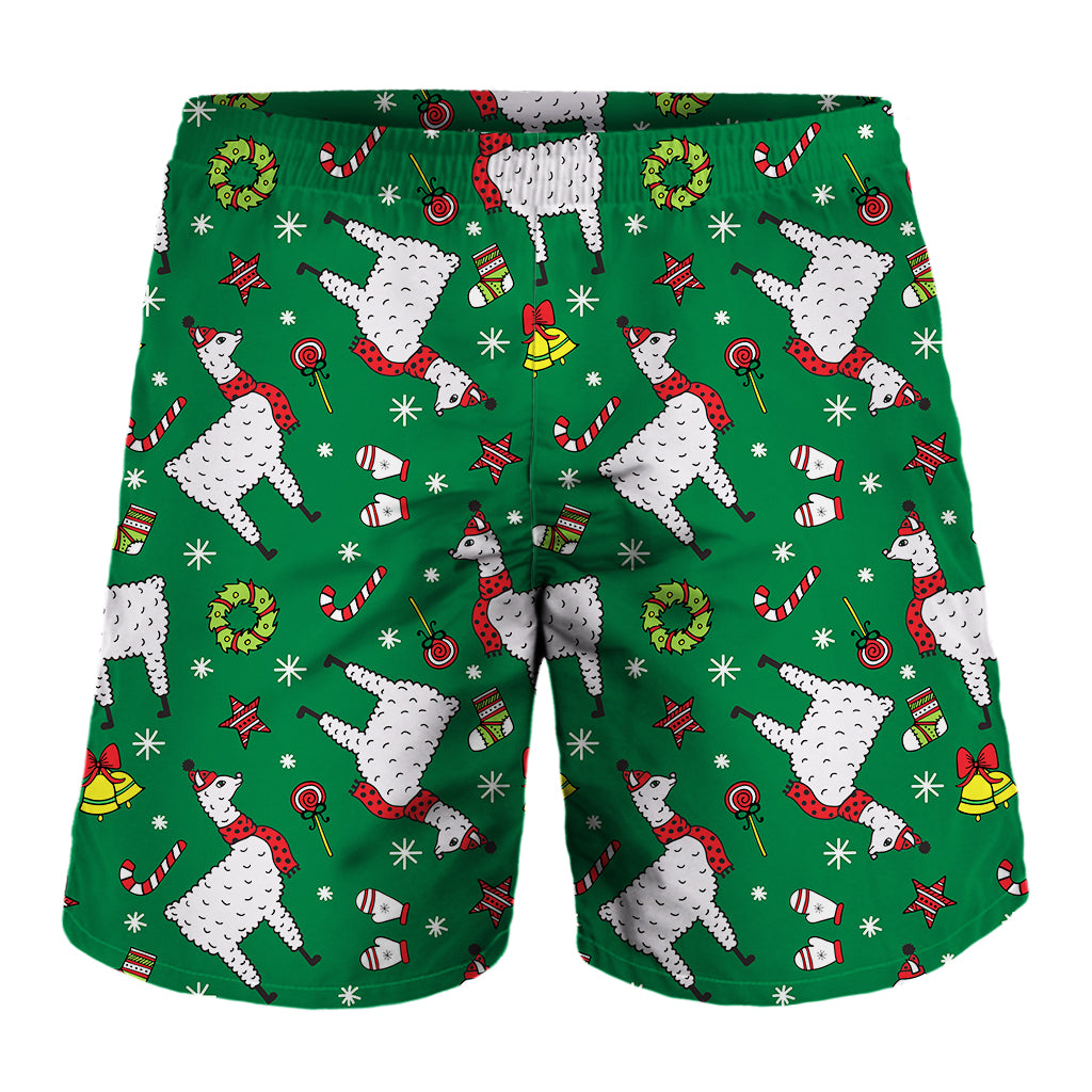 Christmas Llama Pattern Print Men's Shorts