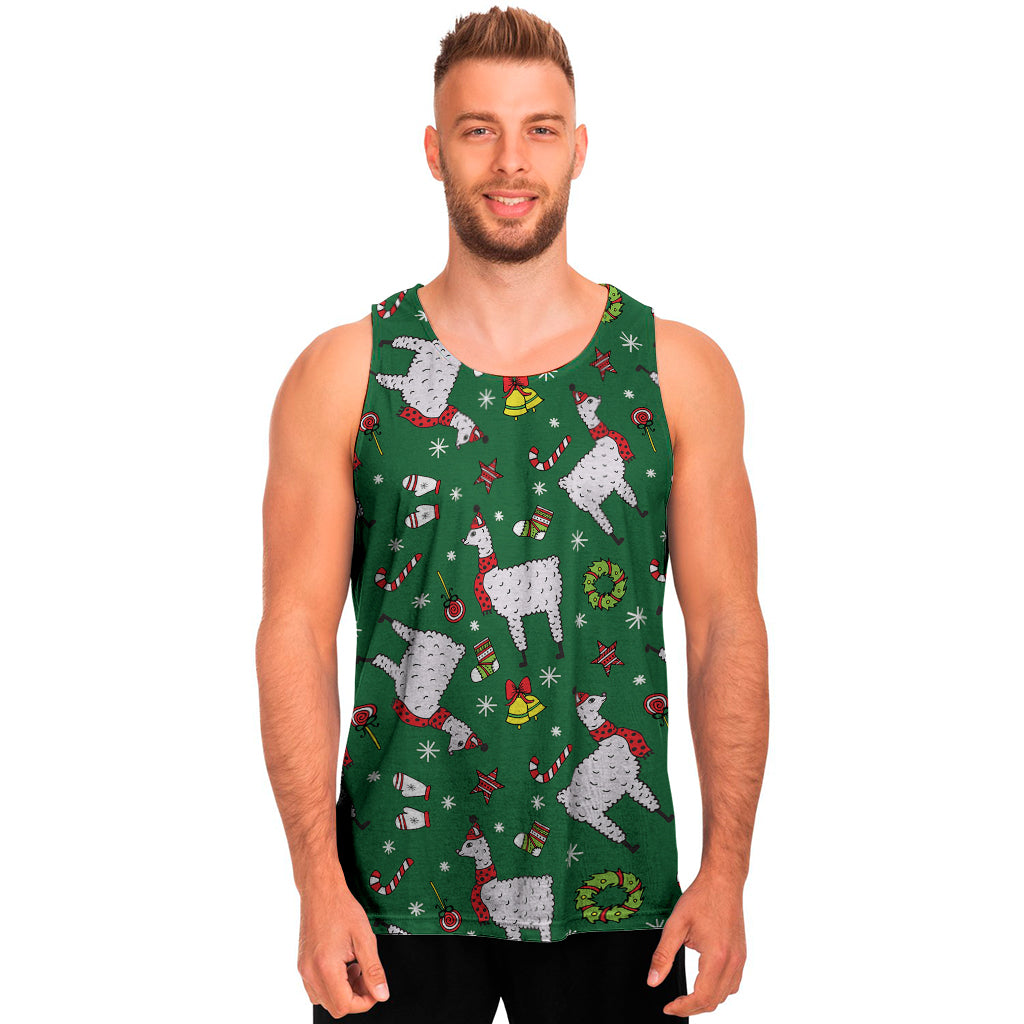 Christmas Llama Pattern Print Men's Tank Top