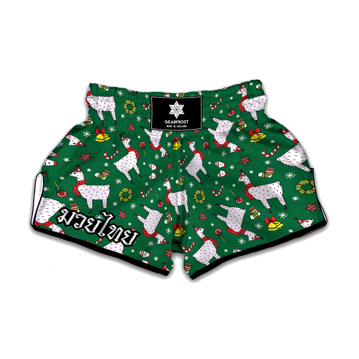 Christmas Llama Pattern Print Muay Thai Boxing Shorts