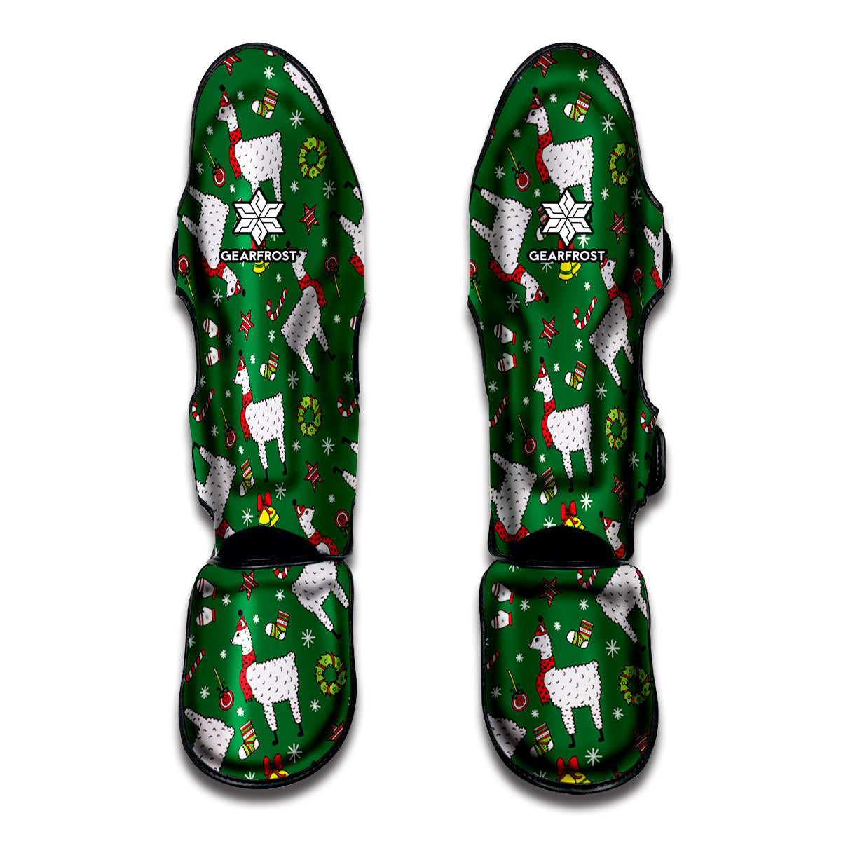 Christmas Llama Pattern Print Muay Thai Shin Guards