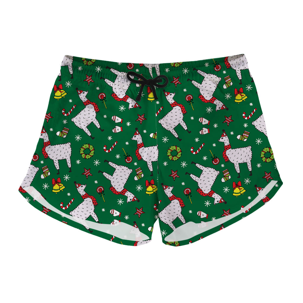 Christmas Llama Pattern Print Women's Shorts