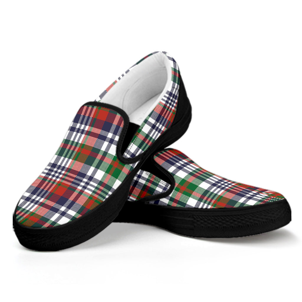 Christmas Madras Plaid Print Black Slip On Shoes