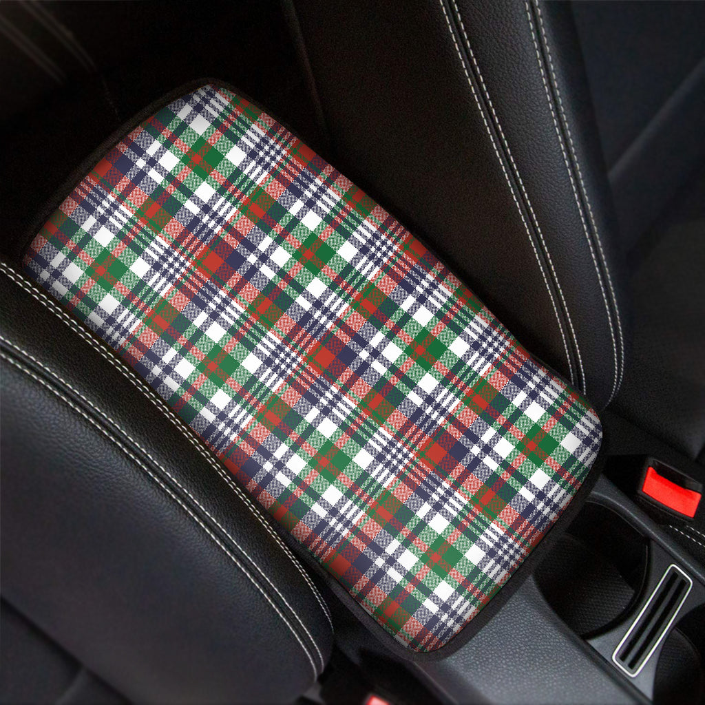 Christmas Madras Plaid Print Car Center Console Cover