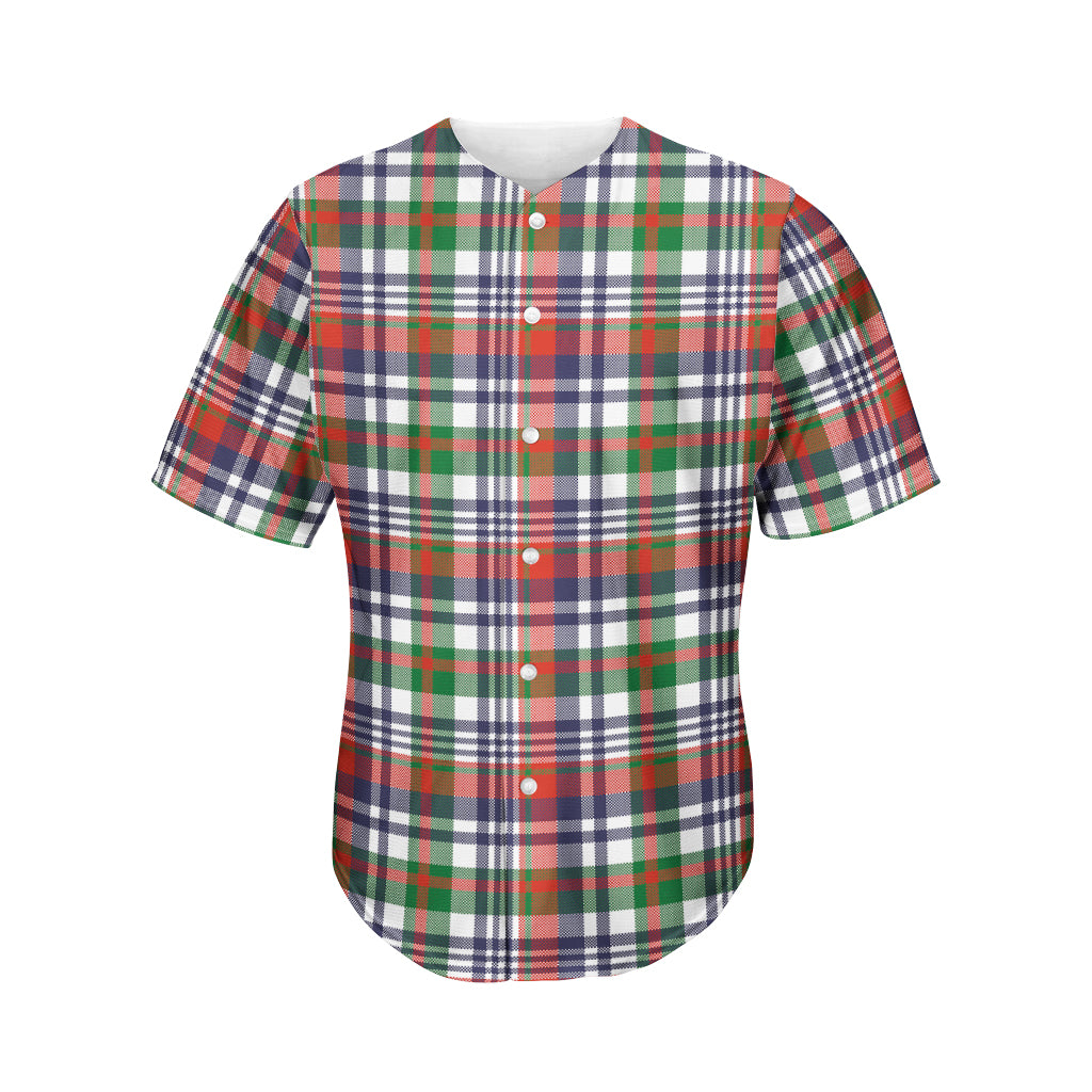 Christmas Madras Plaid Print Men's Baseball Jersey