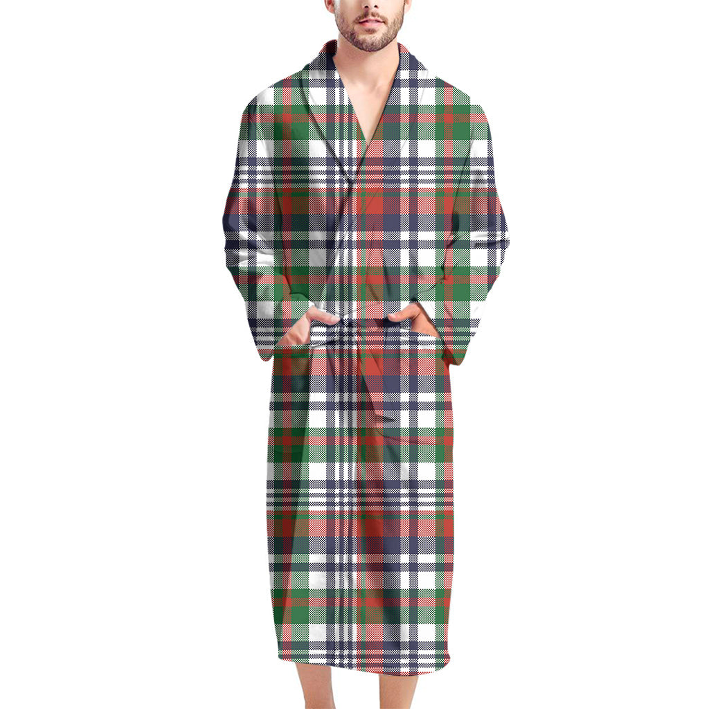 Christmas Madras Plaid Print Men's Bathrobe