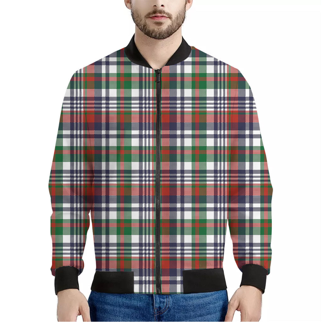 Christmas Madras Plaid Print Men's Bomber Jacket