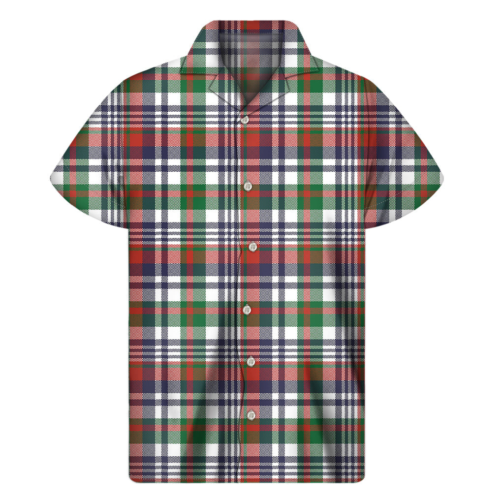 Christmas Madras Plaid Print Men's Short Sleeve Shirt