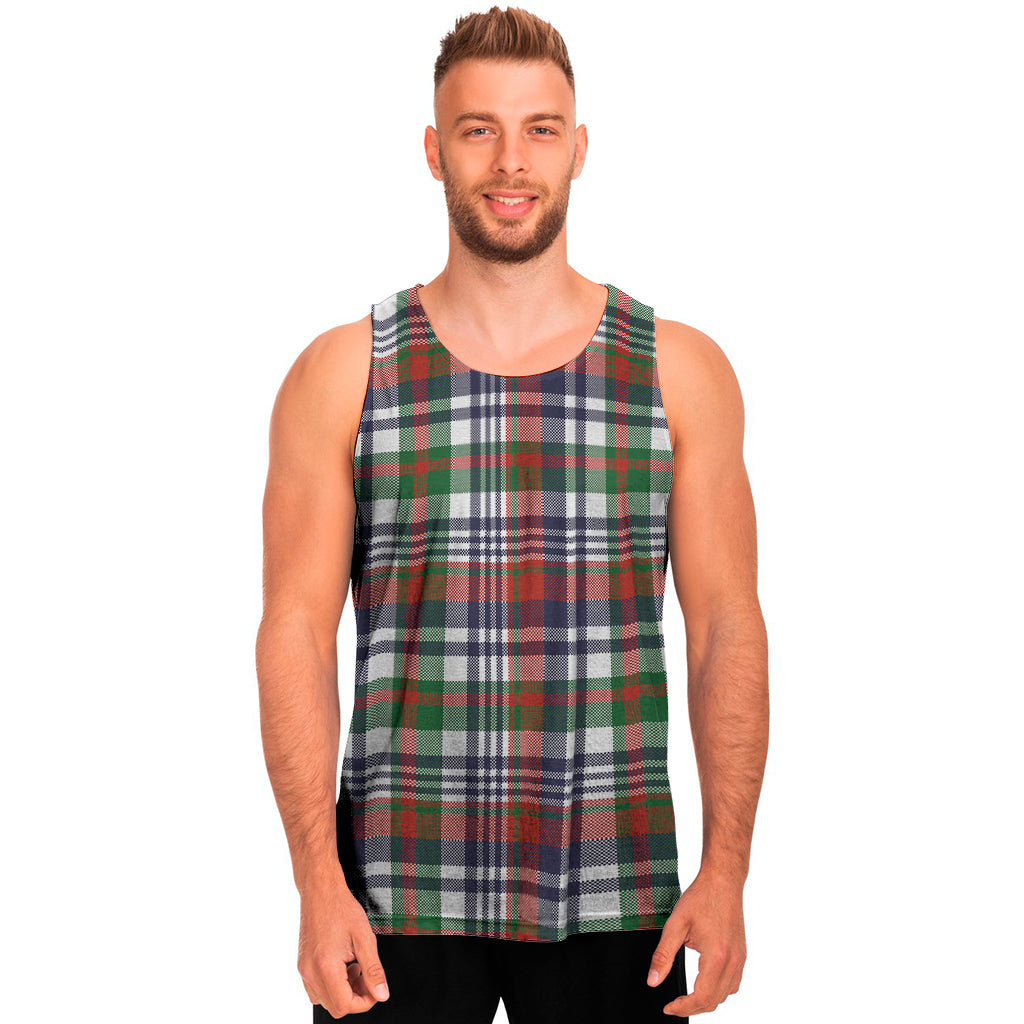 Christmas Madras Plaid Print Men's Tank Top