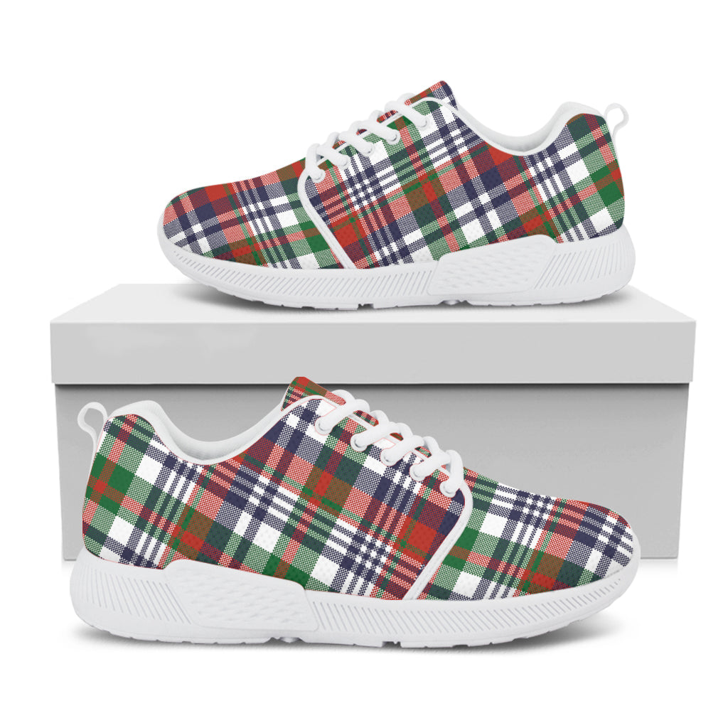 Christmas Madras Plaid Print White Athletic Shoes