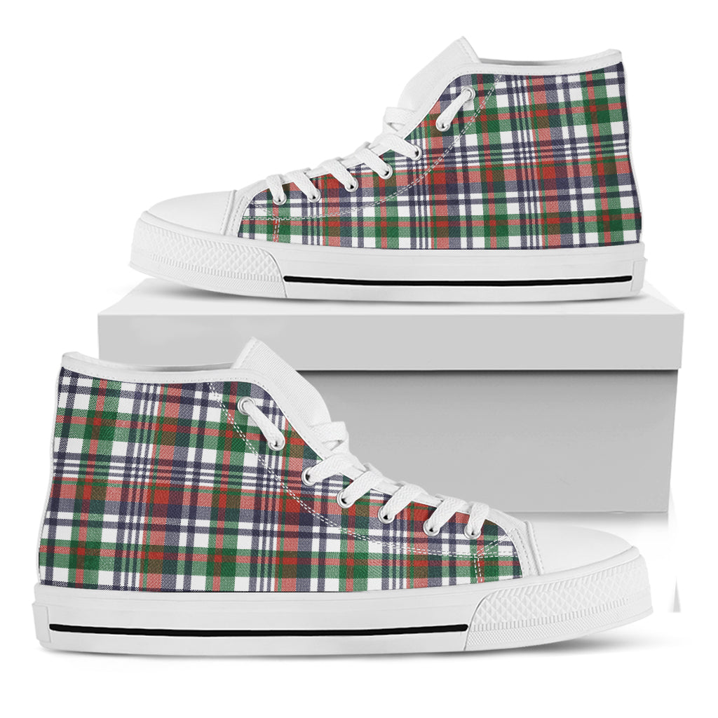 Christmas Madras Plaid Print White High Top Shoes