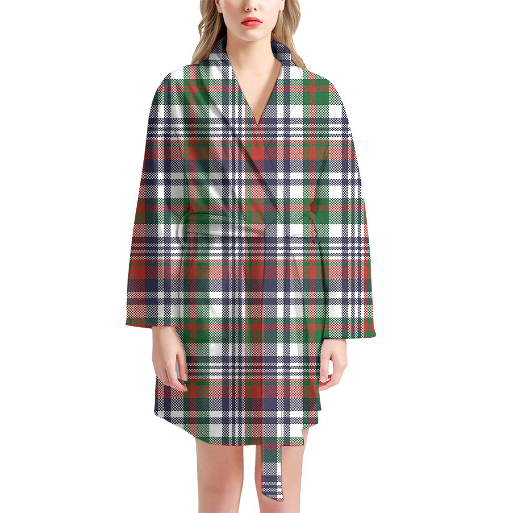 Christmas Madras Plaid Print Women's Bathrobe