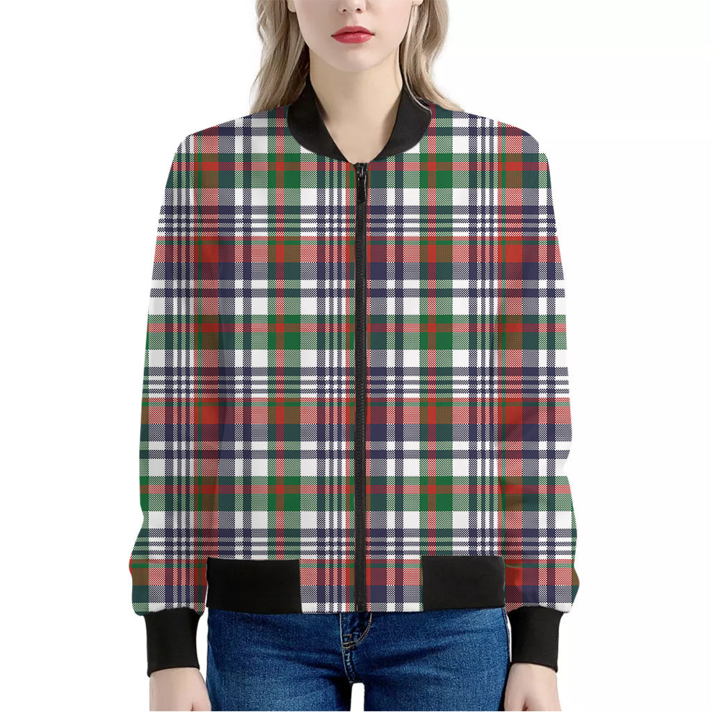 Christmas Madras Plaid Print Women's Bomber Jacket