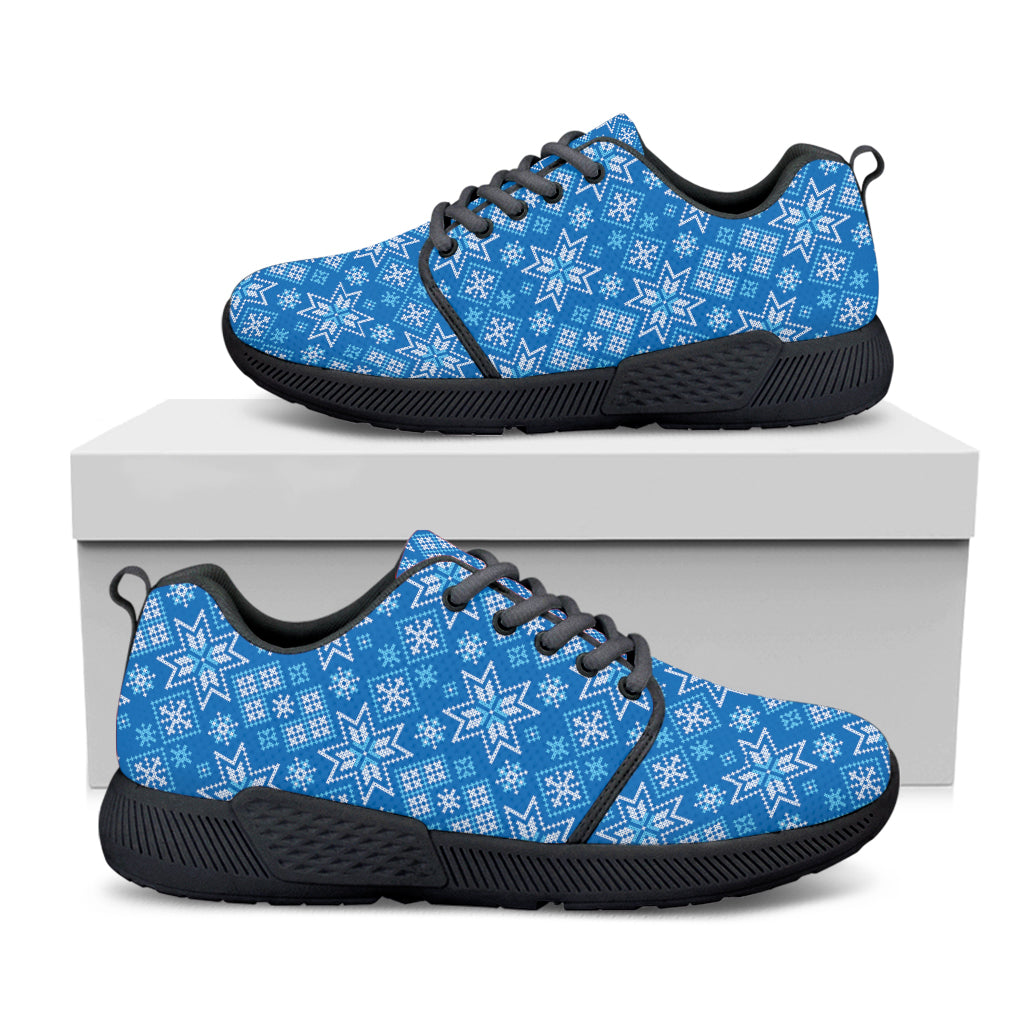 Christmas Nordic Knitted Pattern Print Black Athletic Shoes