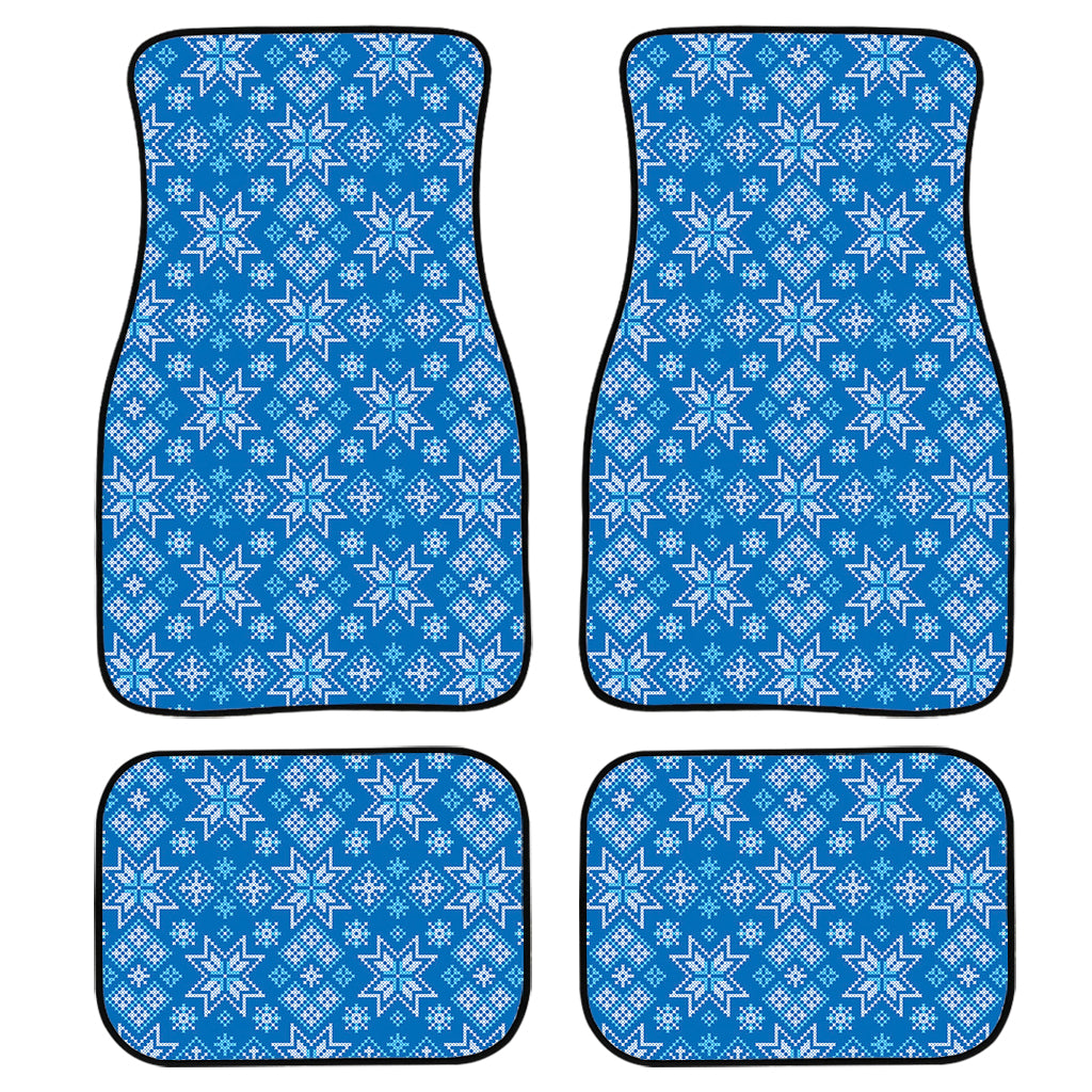 Christmas Nordic Knitted Pattern Print Front and Back Car Floor Mats