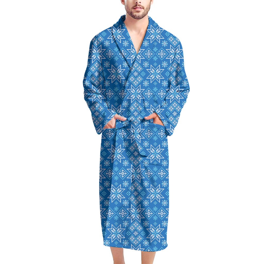 Christmas Nordic Knitted Pattern Print Men's Bathrobe