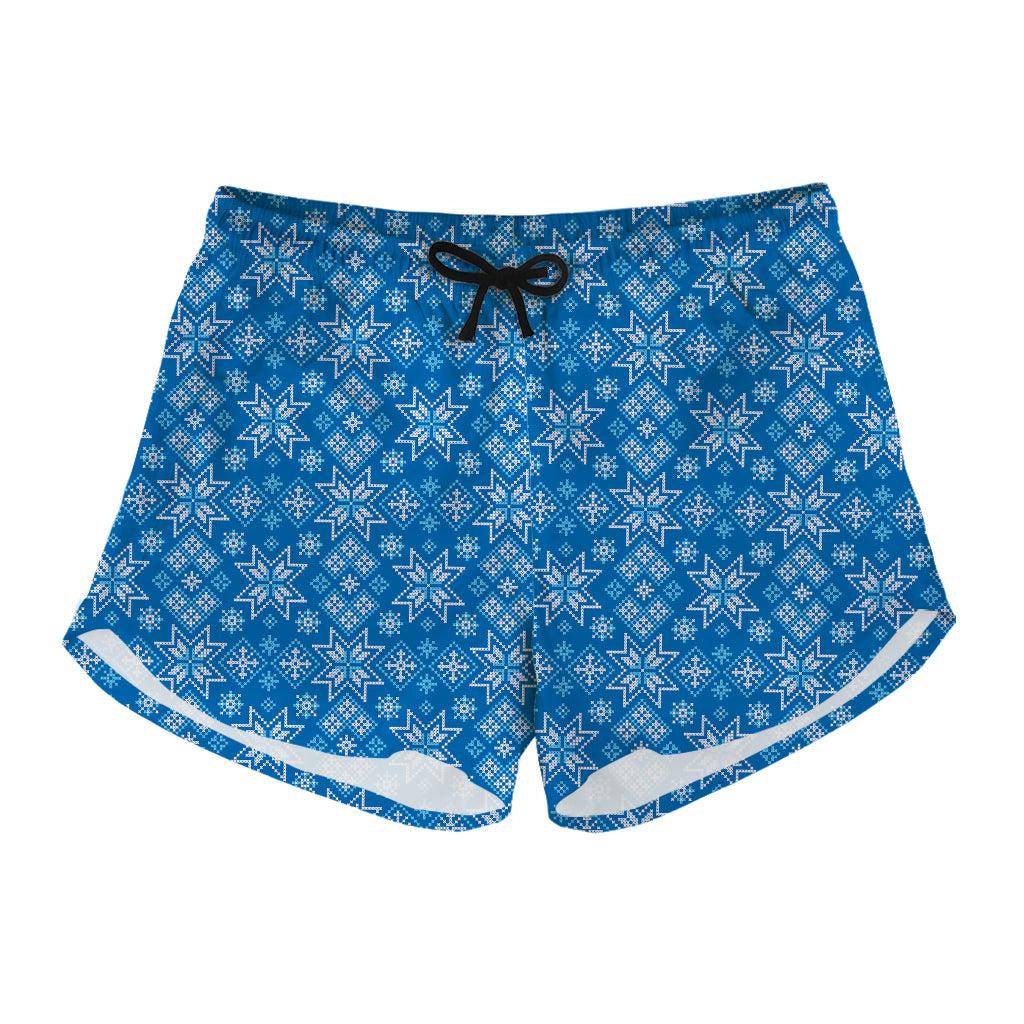 Christmas Nordic Knitted Pattern Print Women's Shorts