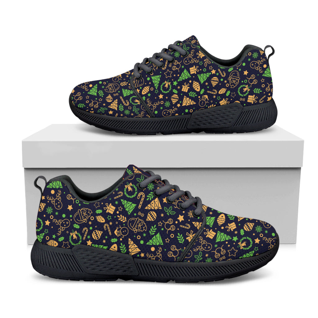 Christmas Party Elements Pattern Print Black Athletic Shoes