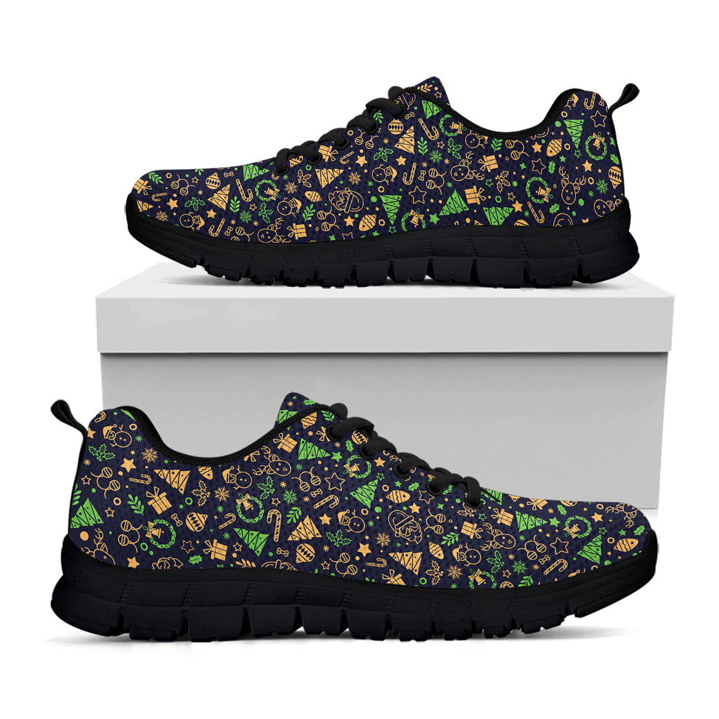 Christmas Party Elements Pattern Print Black Sneakers