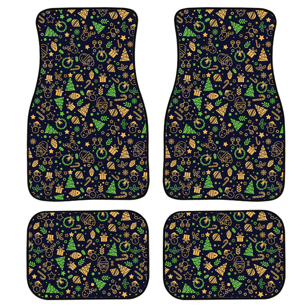 Christmas Party Elements Pattern Print Front and Back Car Floor Mats