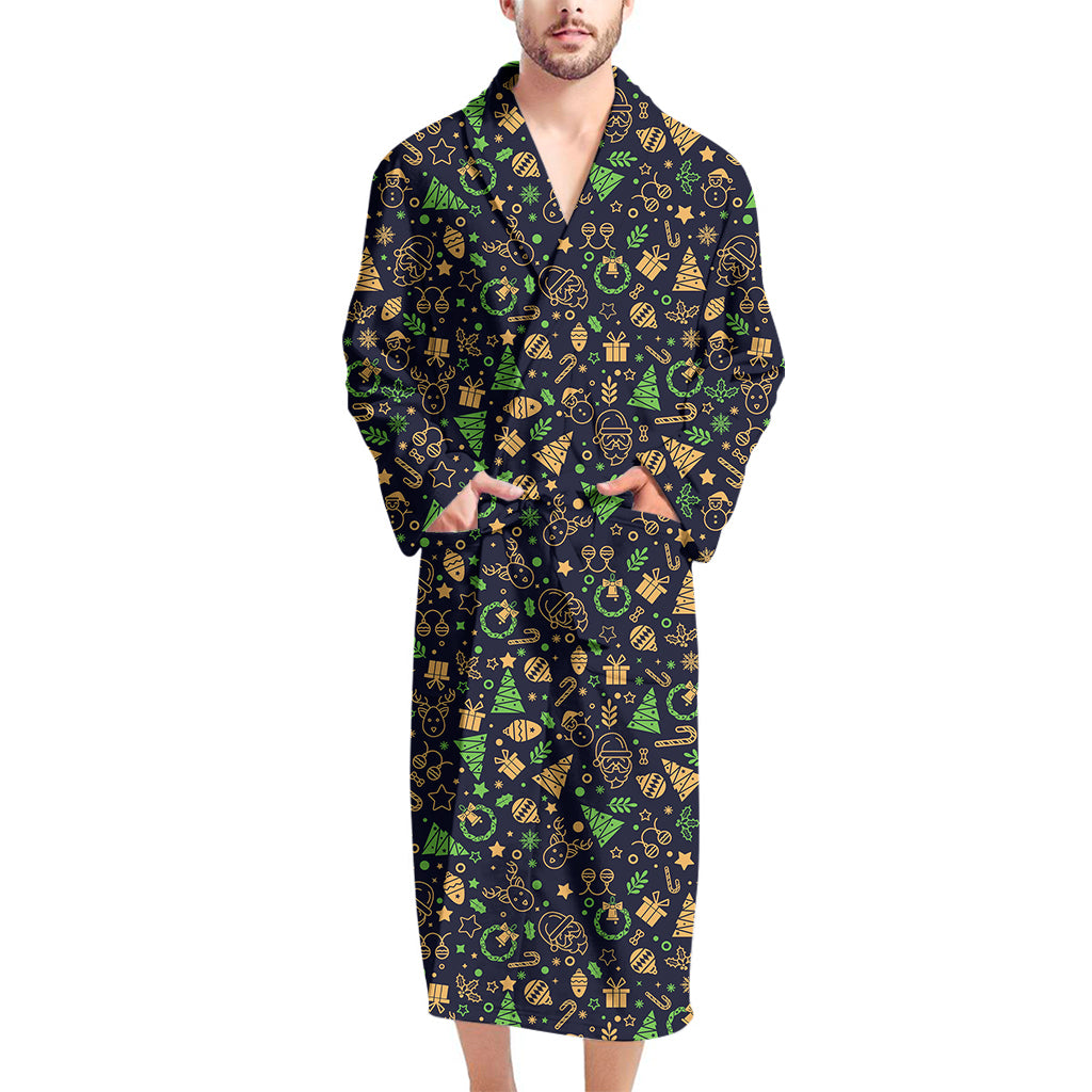 Christmas Party Elements Pattern Print Men's Bathrobe