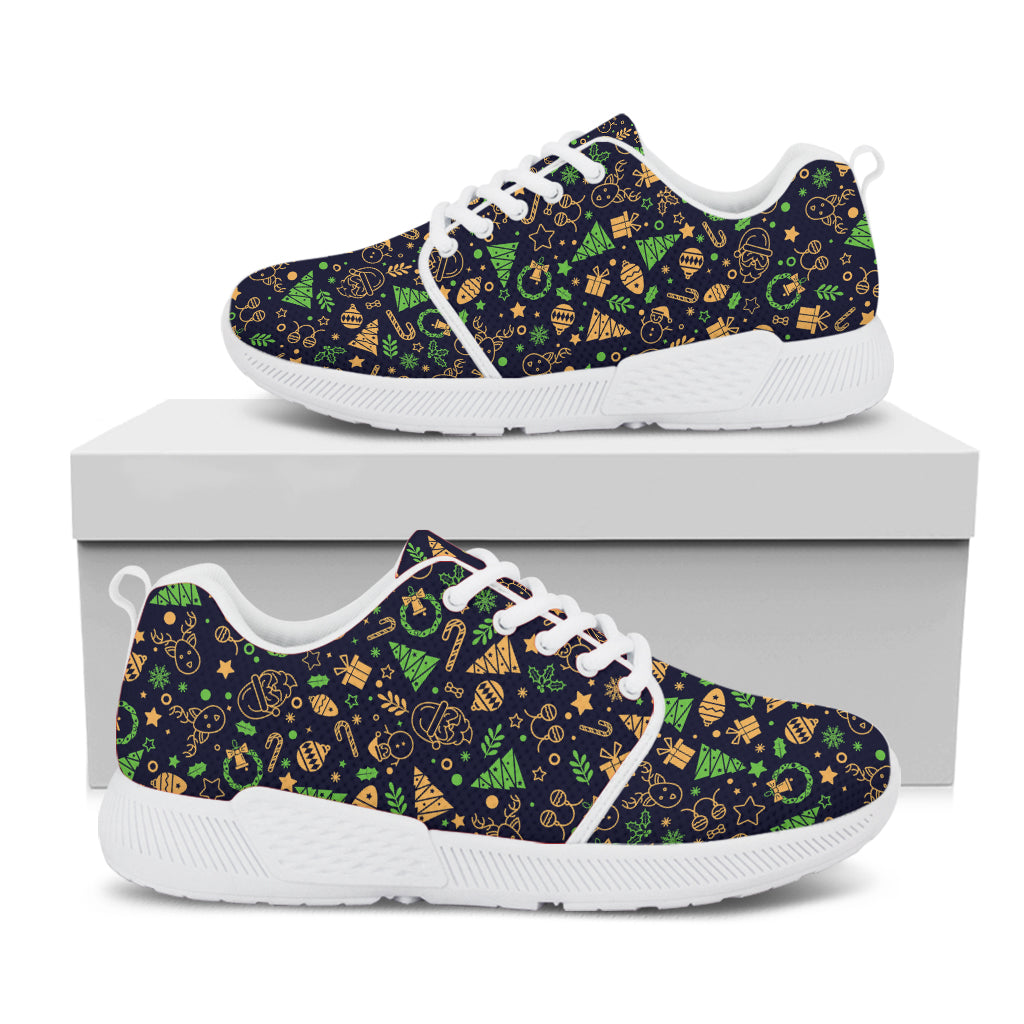 Christmas Party Elements Pattern Print White Athletic Shoes