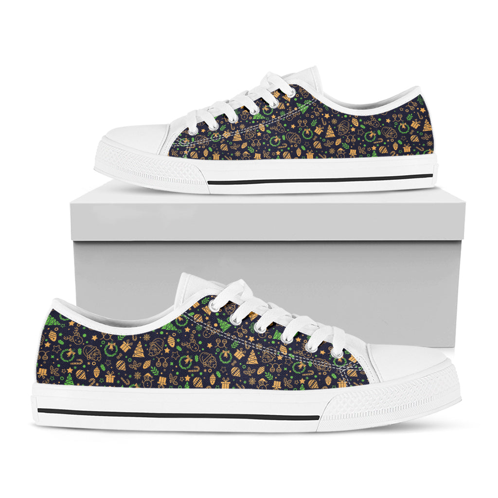 Christmas Party Elements Pattern Print White Low Top Shoes