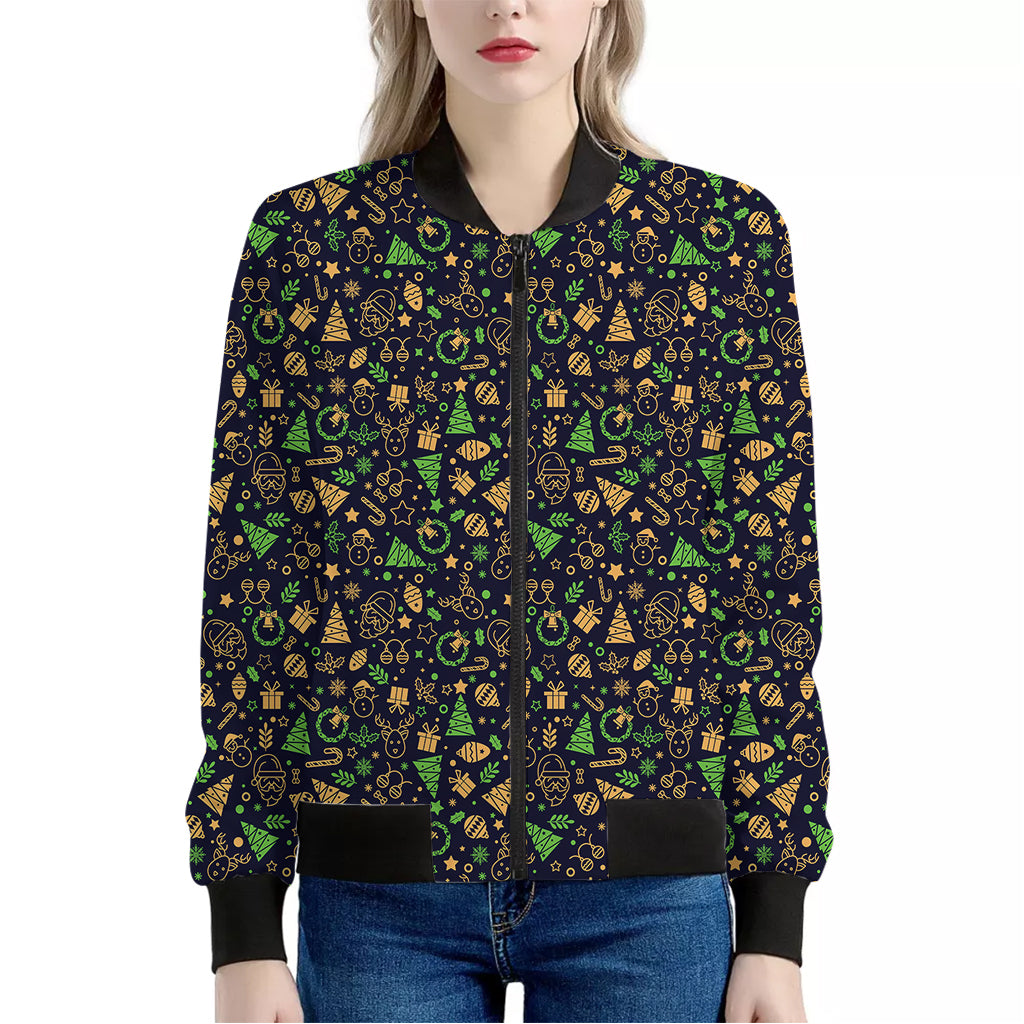 Christmas Party Elements Pattern Print Women's Bomber Jacket