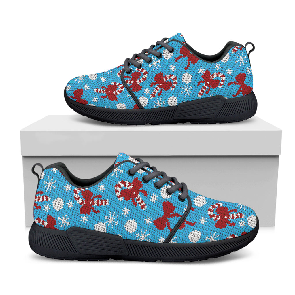 Christmas Party Knitted Pattern Print Black Athletic Shoes