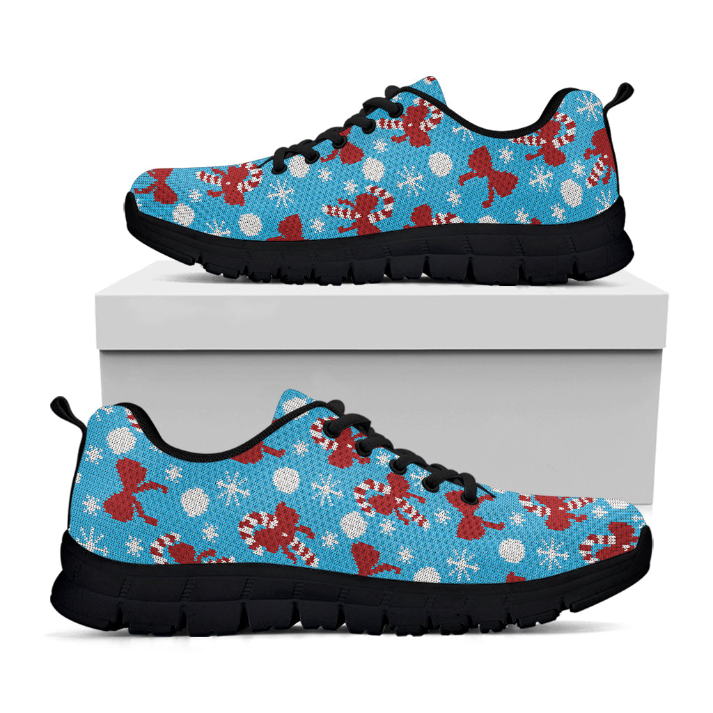 Christmas Party Knitted Pattern Print Black Sneakers