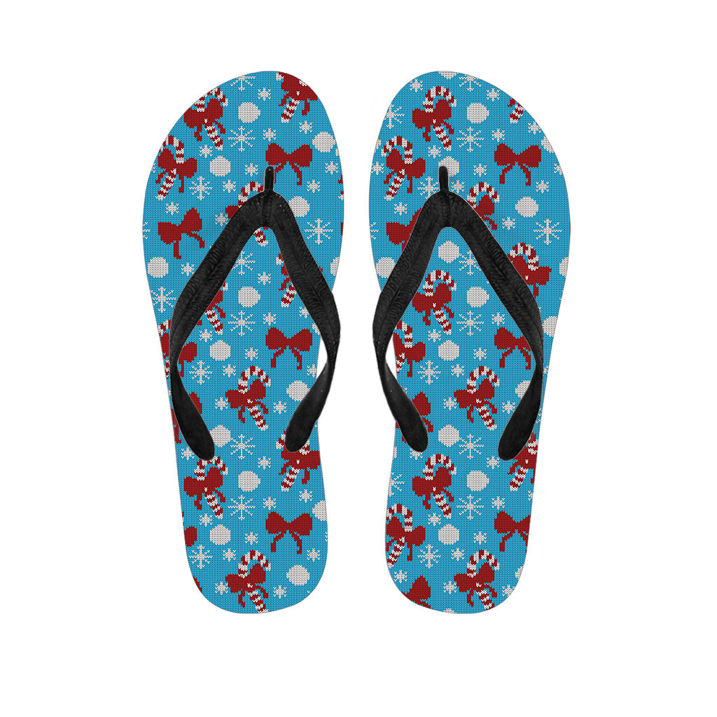 Christmas Party Knitted Pattern Print Flip Flops