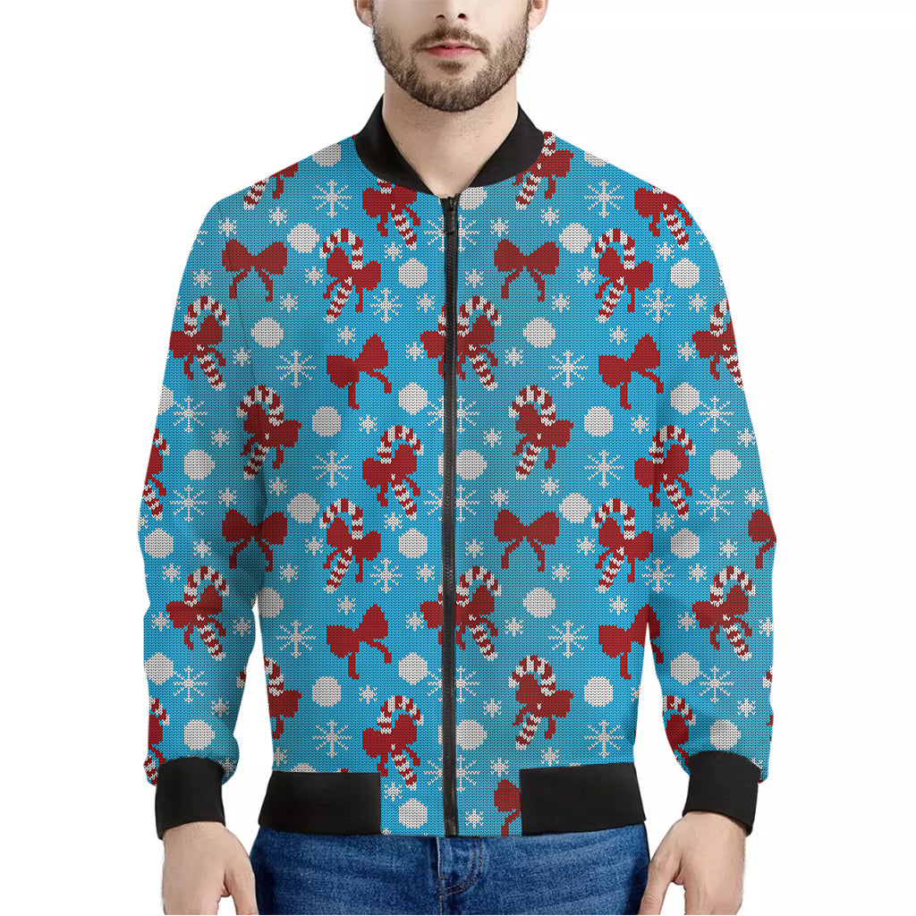 Christmas Party Knitted Pattern Print Men's Bomber Jacket