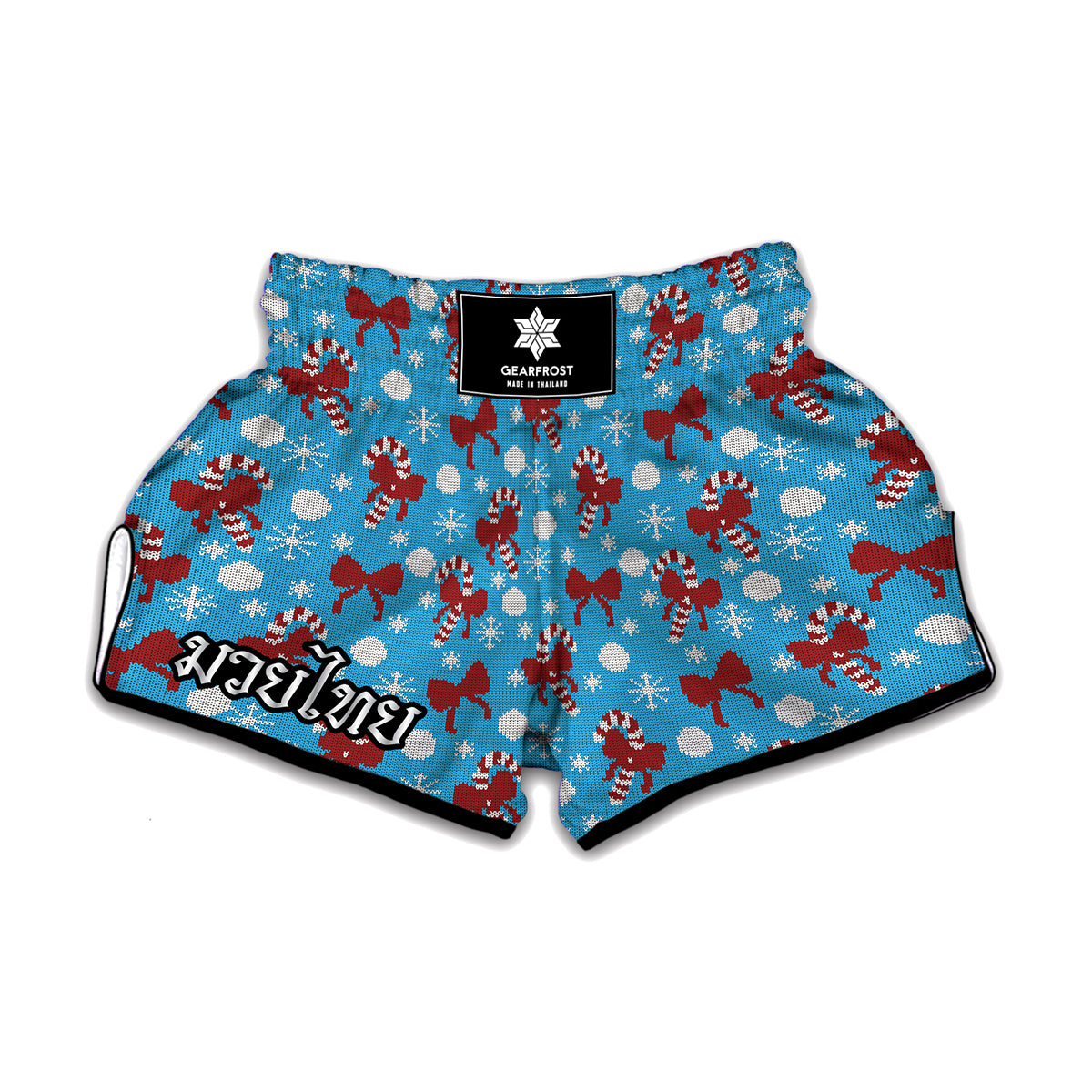 Christmas Party Knitted Pattern Print Muay Thai Boxing Shorts