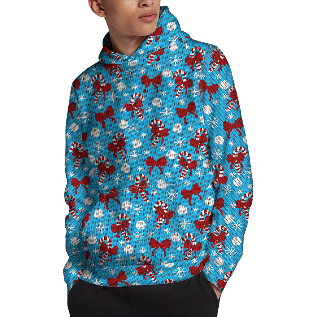 Christmas Party Knitted Pattern Print Pullover Hoodie