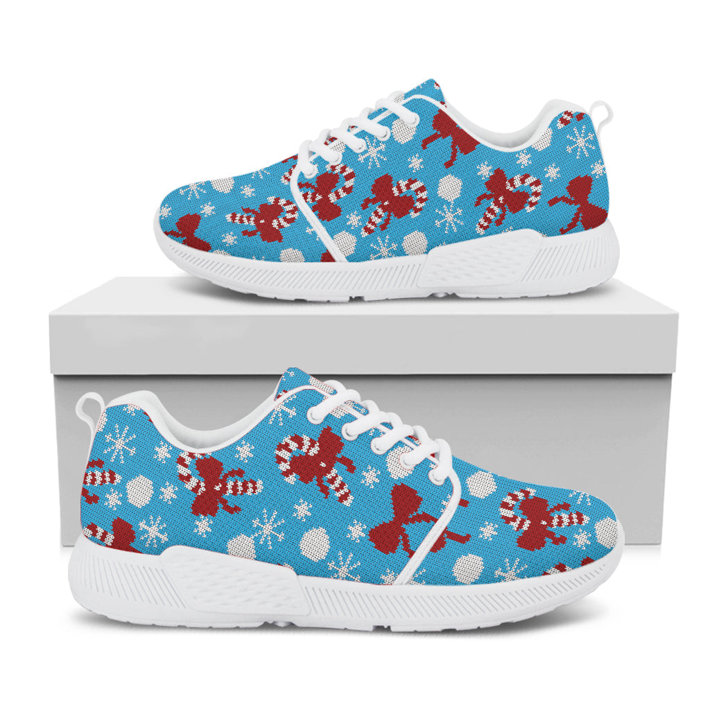 Christmas Party Knitted Pattern Print White Athletic Shoes