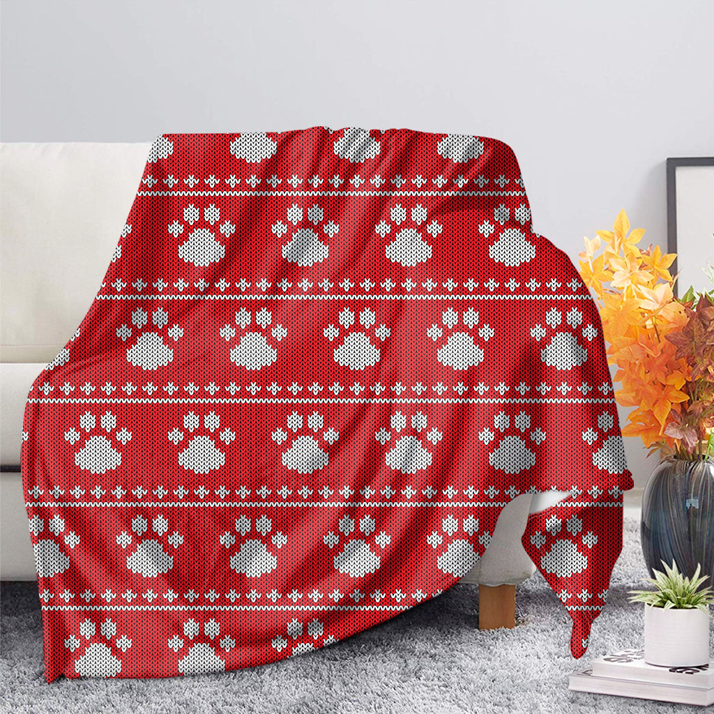 Christmas Paw Knitted Pattern Print Blanket