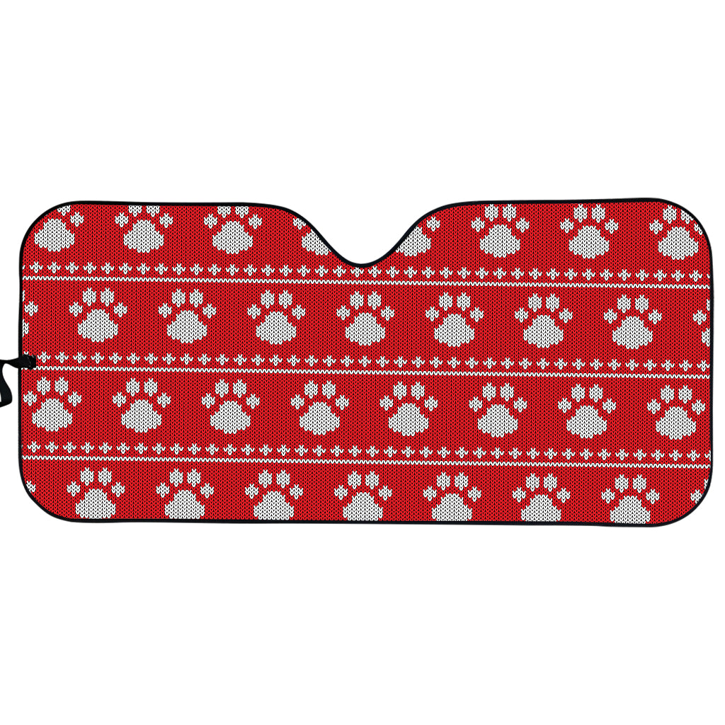 Christmas Paw Knitted Pattern Print Car Sun Shade