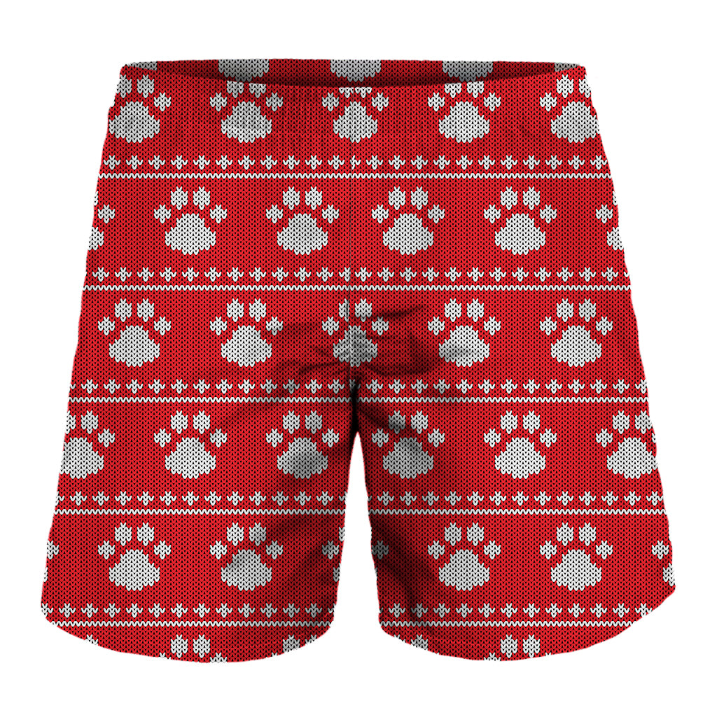 Christmas Paw Knitted Pattern Print Men's Shorts