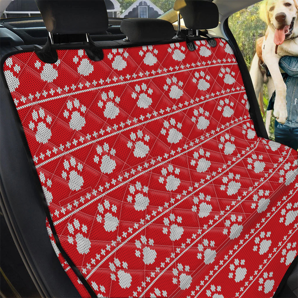 Christmas Paw Knitted Pattern Print Pet Car Back Seat Cover