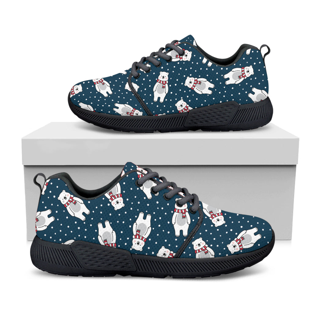 Christmas Polar Bear Pattern Print Black Athletic Shoes