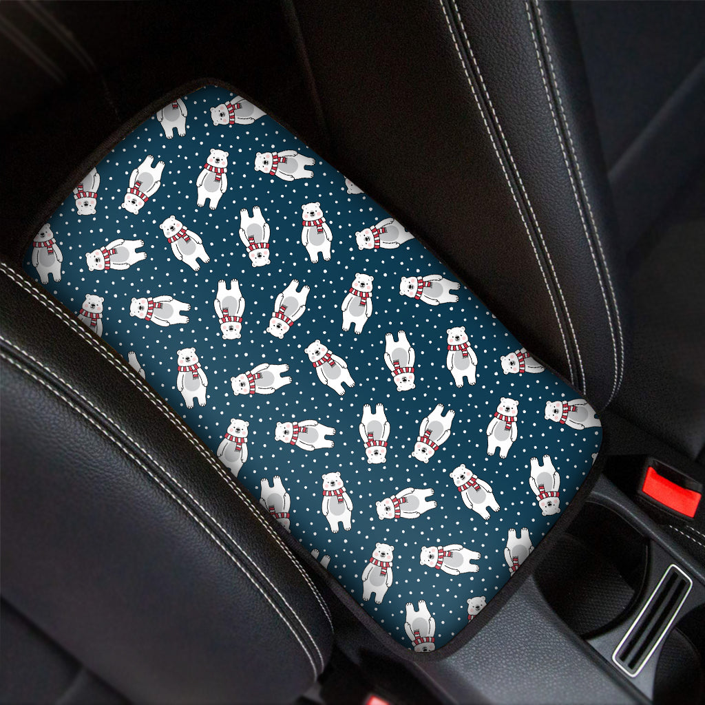 Christmas Polar Bear Pattern Print Car Center Console Cover