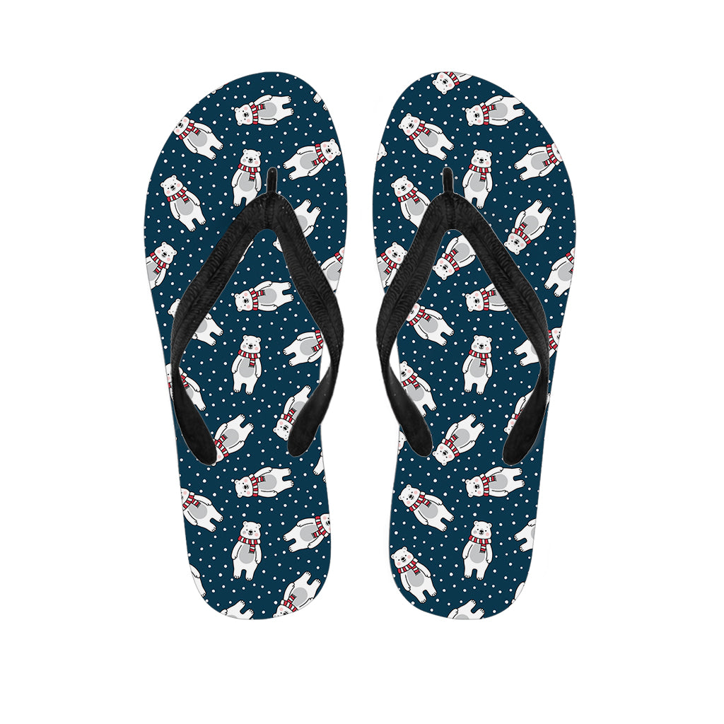 Christmas Polar Bear Pattern Print Flip Flops