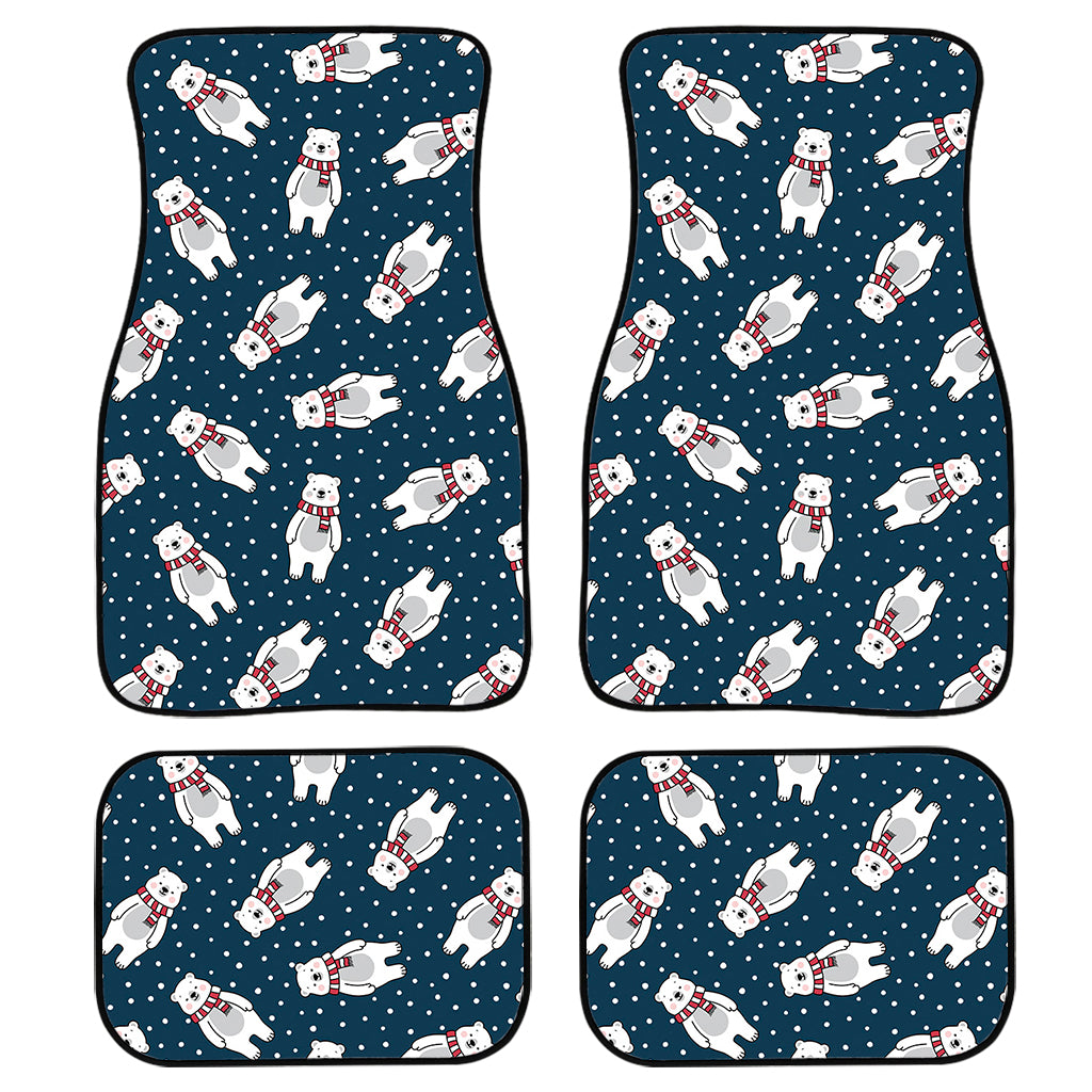 Christmas Polar Bear Pattern Print Front and Back Car Floor Mats