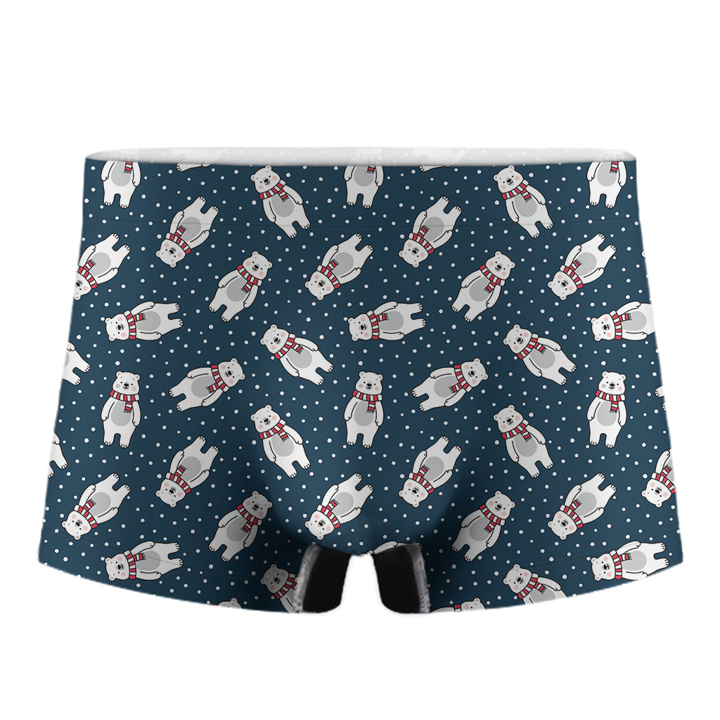 Christmas Polar Bear Pattern Print Men's Boxer Briefs