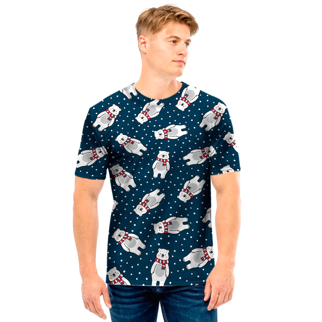 Christmas Polar Bear Pattern Print Men's T-Shirt