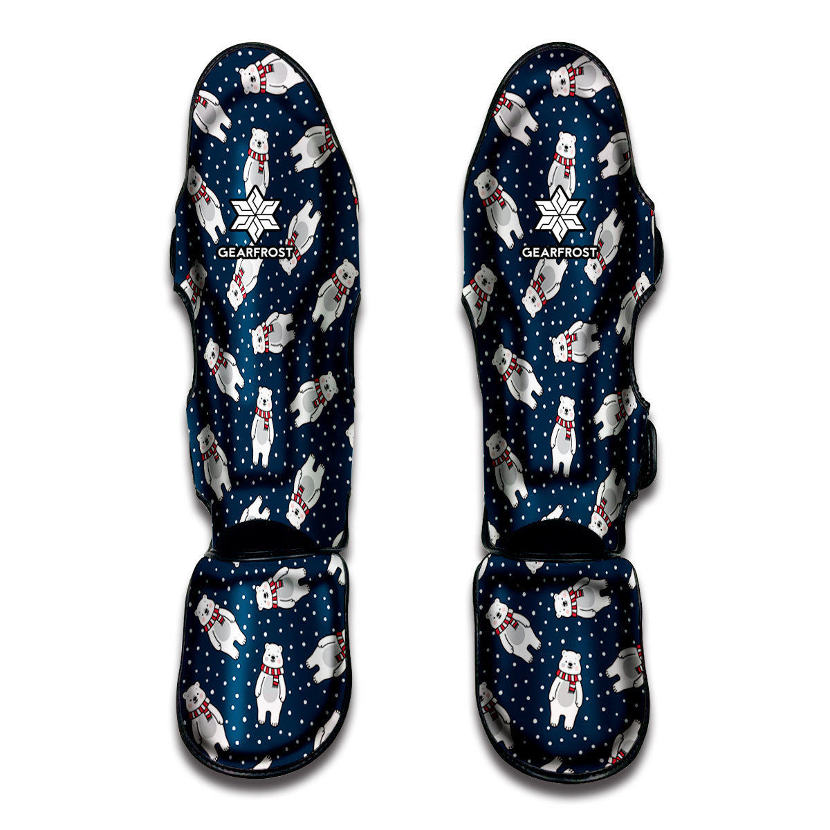 Christmas Polar Bear Pattern Print Muay Thai Shin Guards